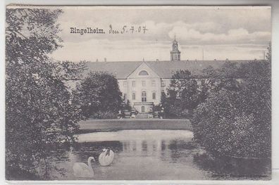 68183 Ak Ringelheim Schloß mit Teich und Schwänen 1907