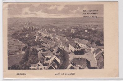 63841 Ak Geithain - Ballonaufnahme vom Markt mit Unterstadt 1920