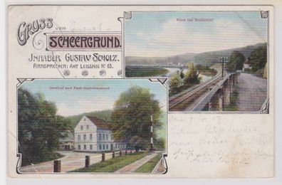 44638 Ak Gruss vom Scheergrund Leisnig Inhaber Gustav Scholz 1907