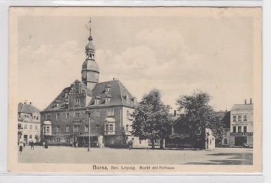 17367 Ak Borna (Bez. Leipzig) - Marktplatz mit Rathaus und Geschäften 1916