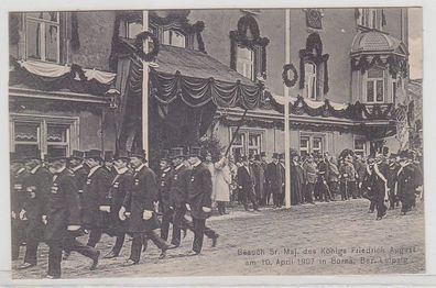08199 Ak Borna Sachsen König Friedrich August zu Besuch am 10. April 1907