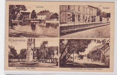 94716 Mehrbild Ak Heudeber am Harz Bahnhof, Kriegerdenkmal usw. 1932