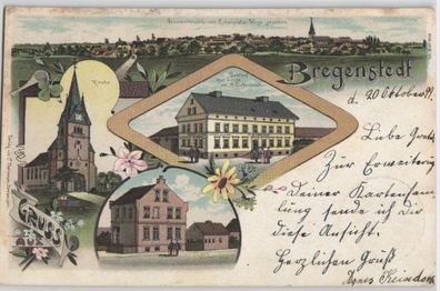 92154 Ak Lithographie Bregenstedt Gasthof zur Linde, Schule usw. 1909