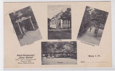 90364 Mehrbild Ak Burg b. M. Wald Restaurant 'Rote Mühle' 1917