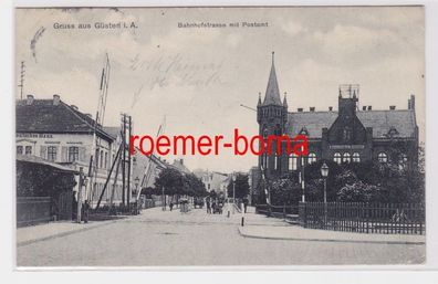84211 Ak Gruß aus Güsten in Anhalt Bahnhofstraße mit Postamt 1909