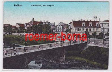 82693 Feldpost Ak Staßfurt Bodebrücke Schulzenplatz mit Hotel 1919