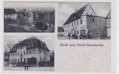 78659 Mehrbild Gruß aus Groß-Geestewitz Materialwarenladen um 1930