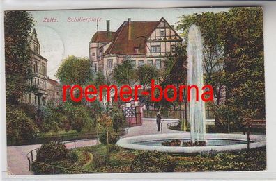 74933 Ak Zeitz Schillerplatz mit Springbrunnen 1910