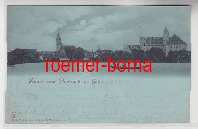 74226 Mondschein Ak Gruss aus Pretzsch a. Elbe 1900