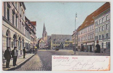 70756 Ak Quedlinburg Markt mit Geschäften 1912