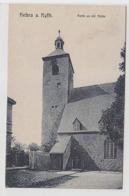 69644 Ak Kelbar am Kyffhäuser Partie an der Kirche um 1910