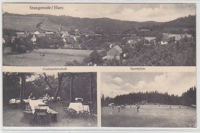 69488 Ak Stangerode Harz Gasthaus zum schwarzen Roß, Sportplatz 1937