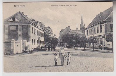 69065 Ak Bitterfeld Halleschestrasse und Lazarett um 1910