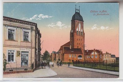 69021 Ak Cöthen Köthen in Anhalt St. Martinskirche und 'Tante Emma' Laden 1918