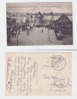 91933 AK Brunsbüttelkoog am Kaiser Wilhelm-Kanal - Dampffähre v.d. Südseite 1915