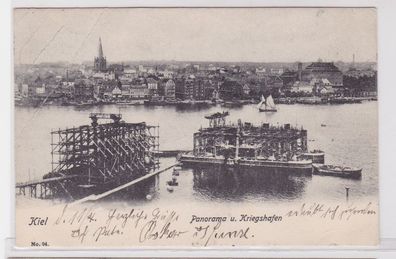 90662 Ak Kiel Panorama und Kriegshafen 1905