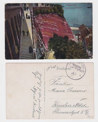 88430 Marine Schiffspost AK Helgoland - Treppe zum Oberland 1916