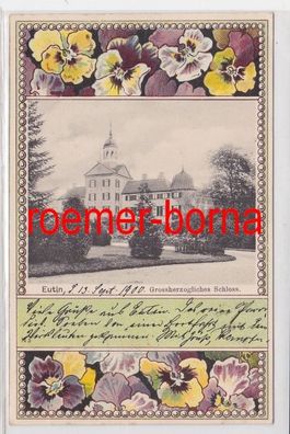 86133 Ak mit Stiefmütterchen Eutin Grossherzogliches Schloss 1900