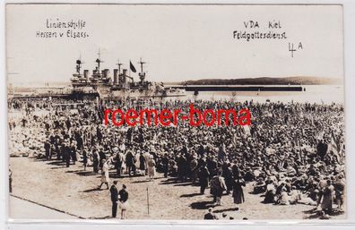 85326 Foto Ak Kiel Feldgottesdienst Linienschiffe Hessen & Elsass 1929