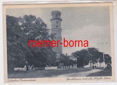 85278 Ak Ostseebad Travemünde Leuchtturm mit über 800jähr. Ulme um 1930