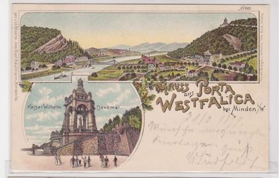 92048 Ak Lithographie Gruss aus Porta Westfalica bei Minden i.W. 1899