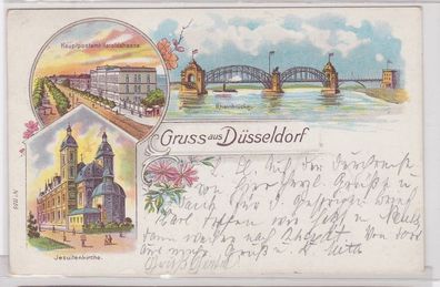 91822 Ak Lithographie Gruss aus Düsseldorf Haroldstraße usw. 1900