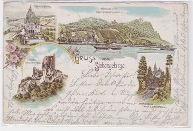 91293 Mehrbild Ak Gruss vom Siebengebirge Drachenburg und Drachenfels 1900