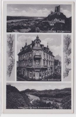87347 Mehrbild Ak Drachenfels, Königswinter am Rhein, 'Haus Hindenburg'