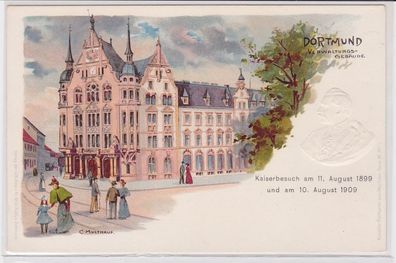 84983 Künstler Ak Dortmund Verwaltungsgebäude Kaiserbesuch 1899 und 1909