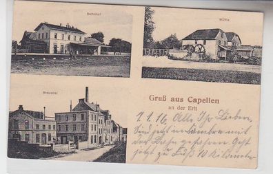 04983 Feldpost Ak Gruß aus Capellen an der Erft Brauerei usw. 1916