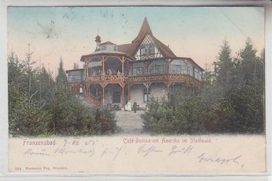 67841 Ak Franzensbad Café Restaurant Amerika im Stadtwald 1905