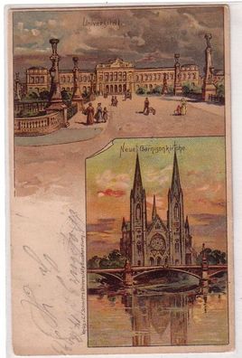 68229 Ak Strassburg im Elsass Universität, neue Garnisonkirche 1899
