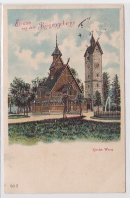 92848 AK Gruss aus dem Riesengebirge Kirche Wang 1906