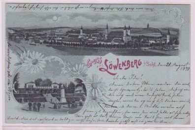 92283 Mondscheinkarte Gruß aus Löwenberg in Schlesien 1898