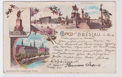 84606 AK Gruss aus Breslau - Denkmäler, Königliches Schloss & Gericht 1903