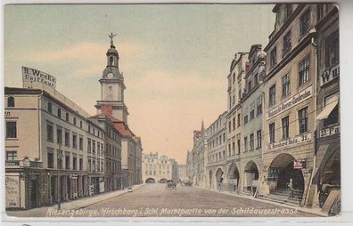 68194 Ak Hirschberg in Schlesien Marktplatz von der Schildauerstraße um 1910