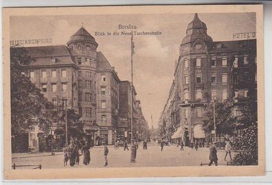 68155 Ak Breslau Blick in die Neue Taschenstraße Hotel Kronprinz 1925