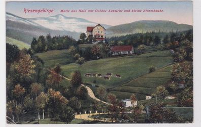 38580 Feldpost Ak Riesengebirge Motiv aus Hain mit goldne Aussicht 1916