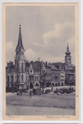 88580 Ak Trautenau Trutnov Sudetengau Rathaus und Kirche um 1930