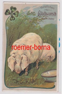 84545 geprägte Ak Herzlichen Glückwunsch zum Neuen Jahre: Schwein mit Klee 1912