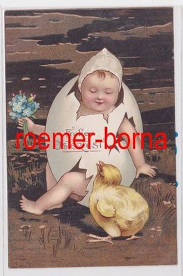 85887 Ak Frohes Osterfest - Baby im Ei mit Küken 1913