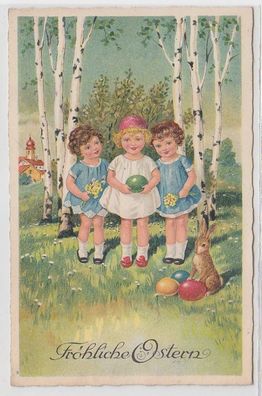 39122 Fröhliche Ostern Ak 3 Mädchen und ein Osterhase 1938