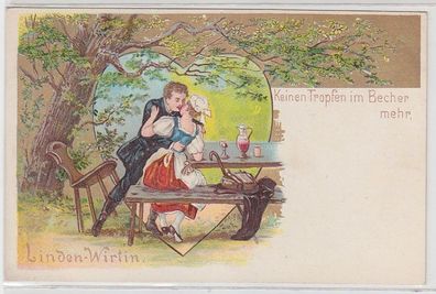 46176 Präge Lied Ak Linden-Wirtin 'Keinen Tropfen im Becher mehr' um 1900