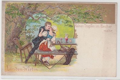 42306 Präge Lied Ak Linden-Wirtin 'Keinen Tropfen im Becher mehr' um 1900