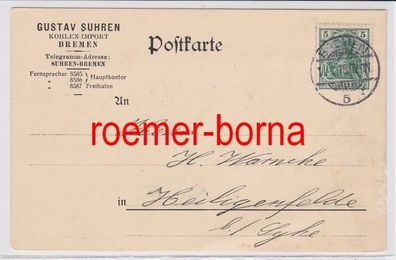 73994 Postkarte der Firma Gustav Suhren Kohlen-Import Bremen 1915