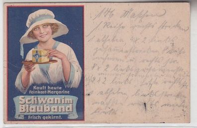 56769 Reklame Ak Kauft heute Feinkost-Margarine Schwan im Blauband um 1910