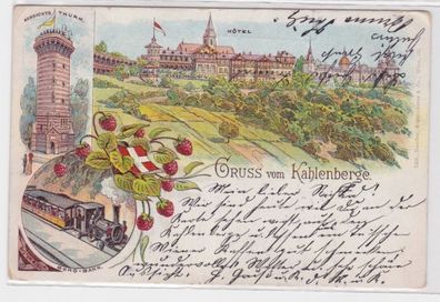 39694 AK Gruss vom Kahlenberge - Aussichtsthurm, Berg-Bahn, Hotel 1897
