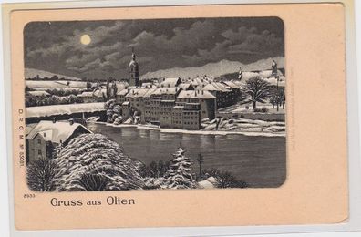 08451 Mondschein Ak Gruss aus Olten - Schweiz um 1900