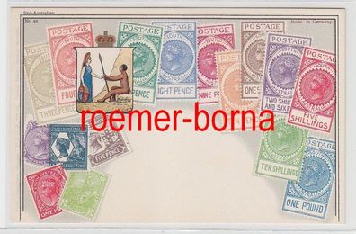 73801 Briefmarken Präge Ak Briefmarken von South Australia Südaustralien um 1910