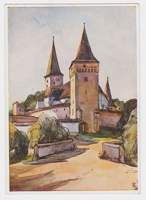 96548 Ak Siebenbürgen Kirchenburg Meschen um 1940